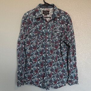 Men's Paisley Print Shirt - Blue and Red